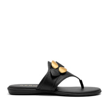 Glam Sandal Flat | Black Faux Nappa