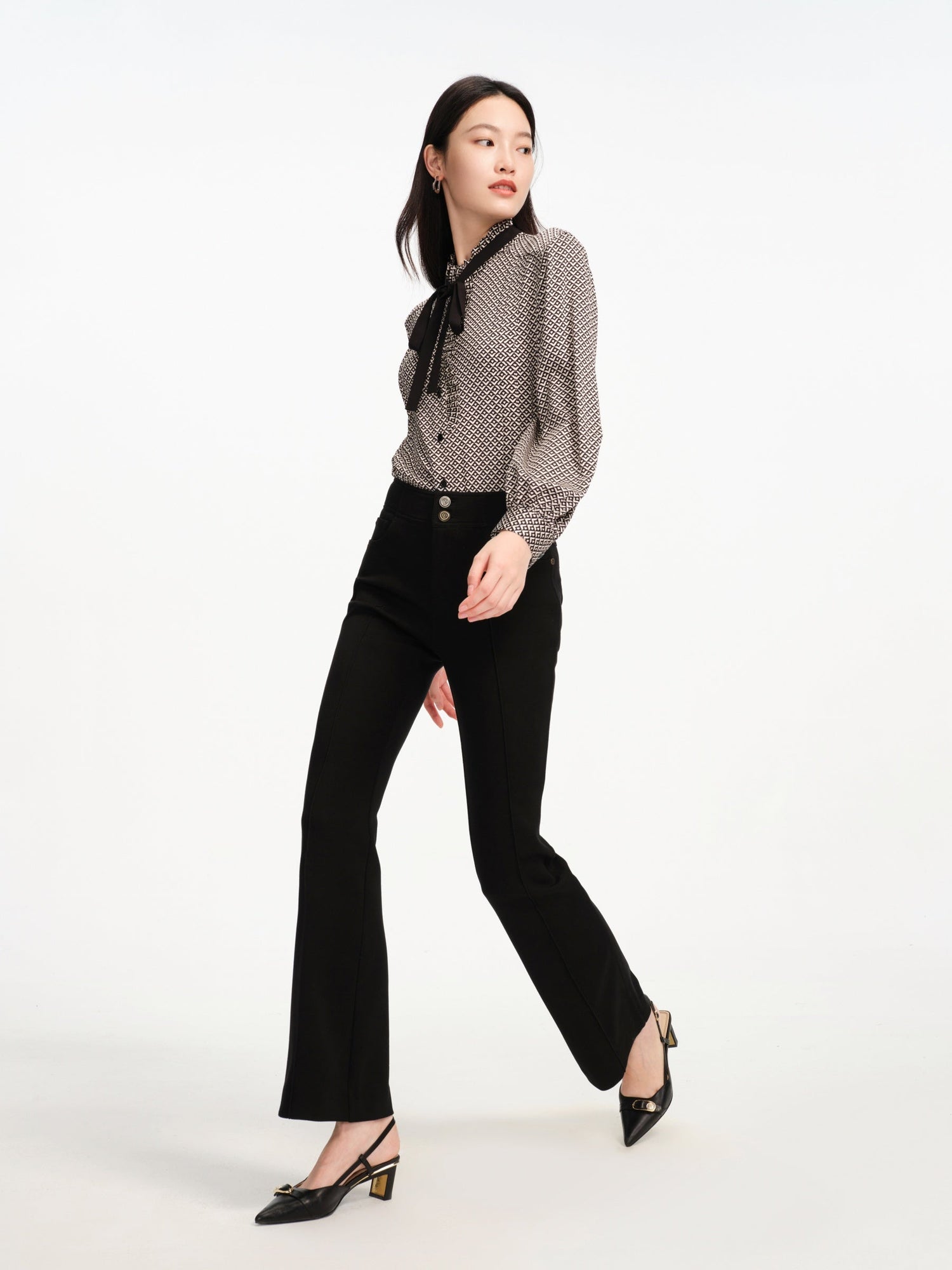 High Waist Flared legs Pants | Black