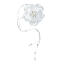 Girl | Pearl Ceremony Flower Tie With Pearl Tassels | White