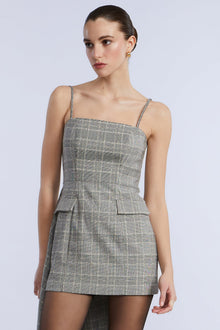 Glen Plaid Dress With Drape | Glen Plaid
