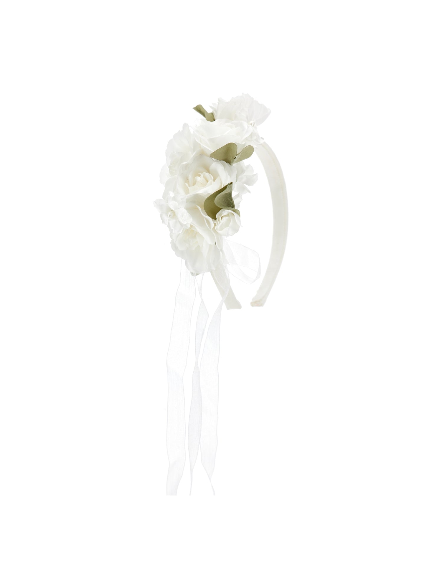 Girls | Rose And Rhinestone Headband | Cream
