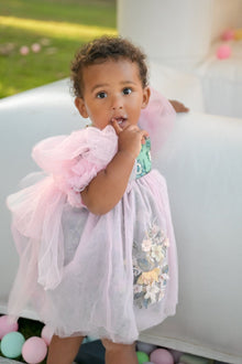 Girl | Eva And Floral Tulle Dress | Pink x Green