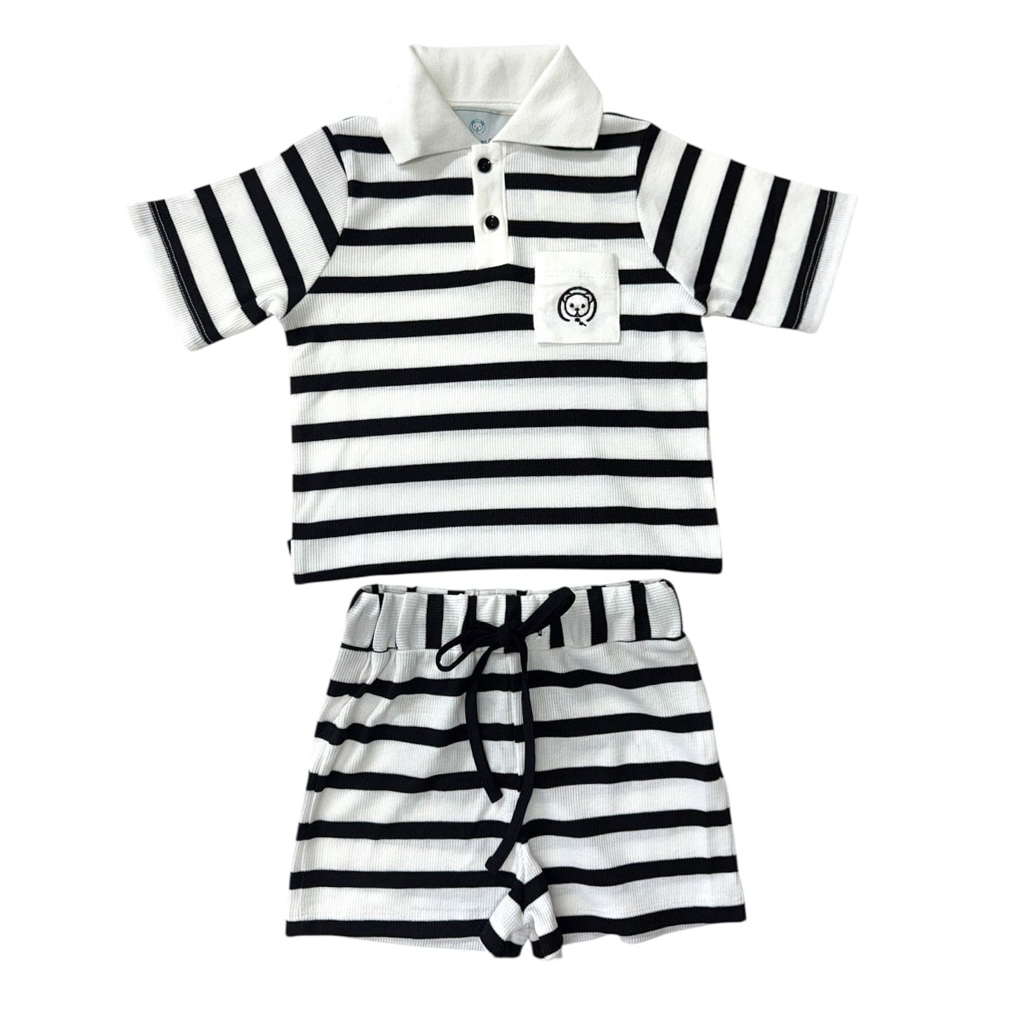 Boy | Monaco and Striped Boys' Top and Shorts Set | Black x White