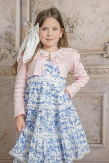 Girl | Jaylin and Linen Sleeveless Summer Dress | Blue x White