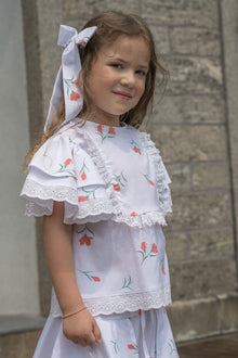 Girl | Tulip Cotton Blouse and Shorts Set | White