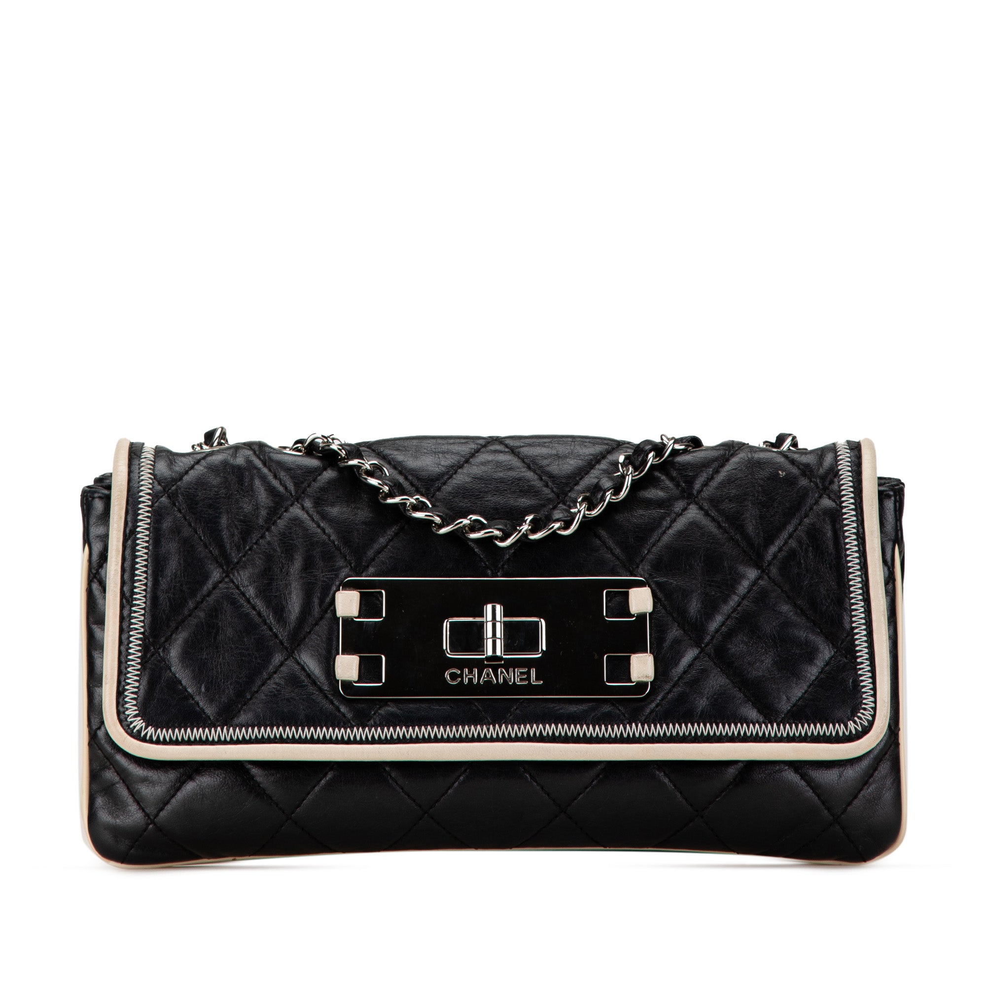 Chanel | Pre-Owned Quilted Lambskin Reissue East West Flap | BlackWhite/Ivory