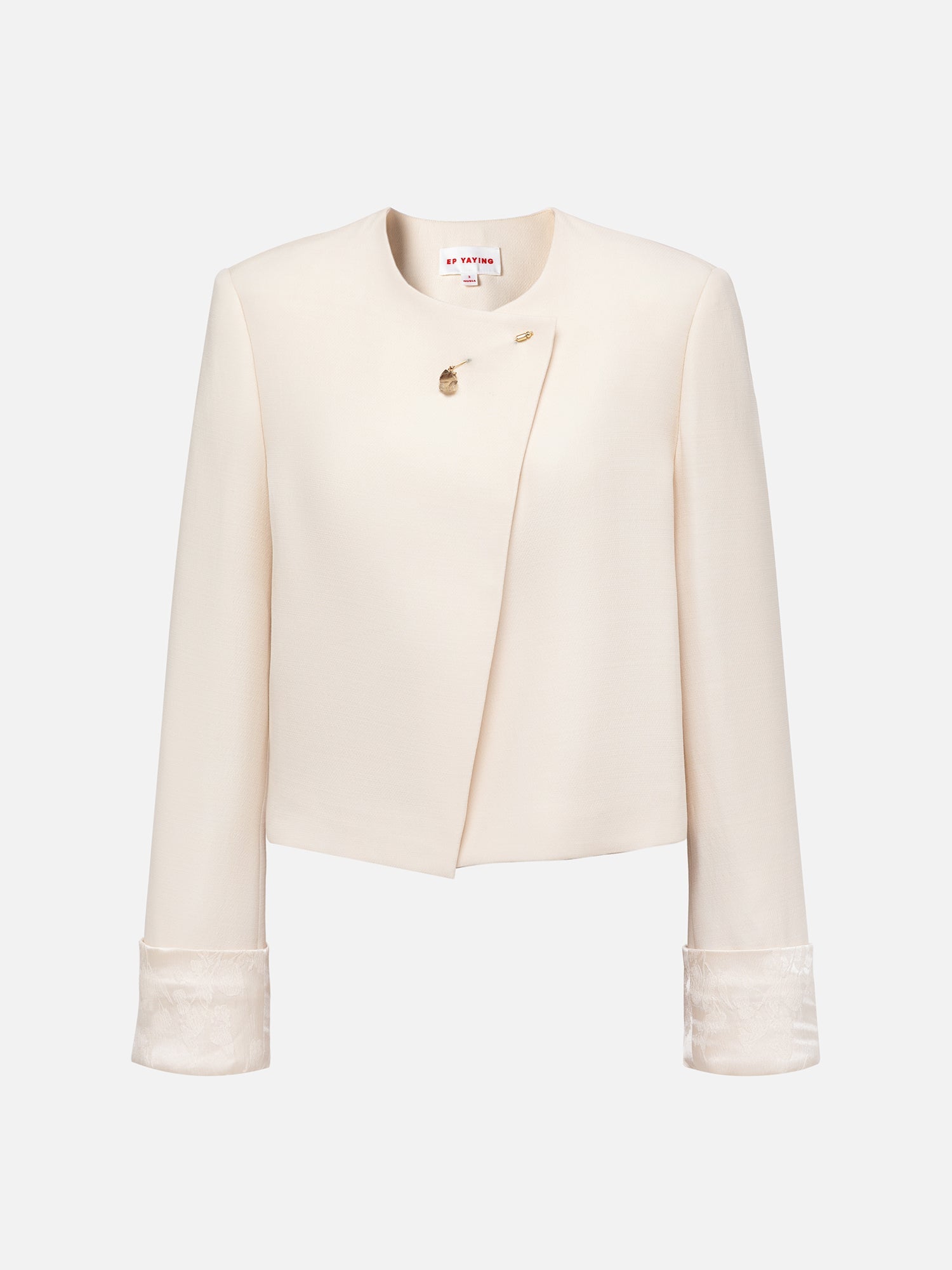 Silk Wool Cropped Jacket | Beige