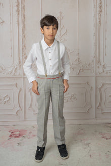 Boy | George Tartan Print Top and Pants Set | White x Black x Gray