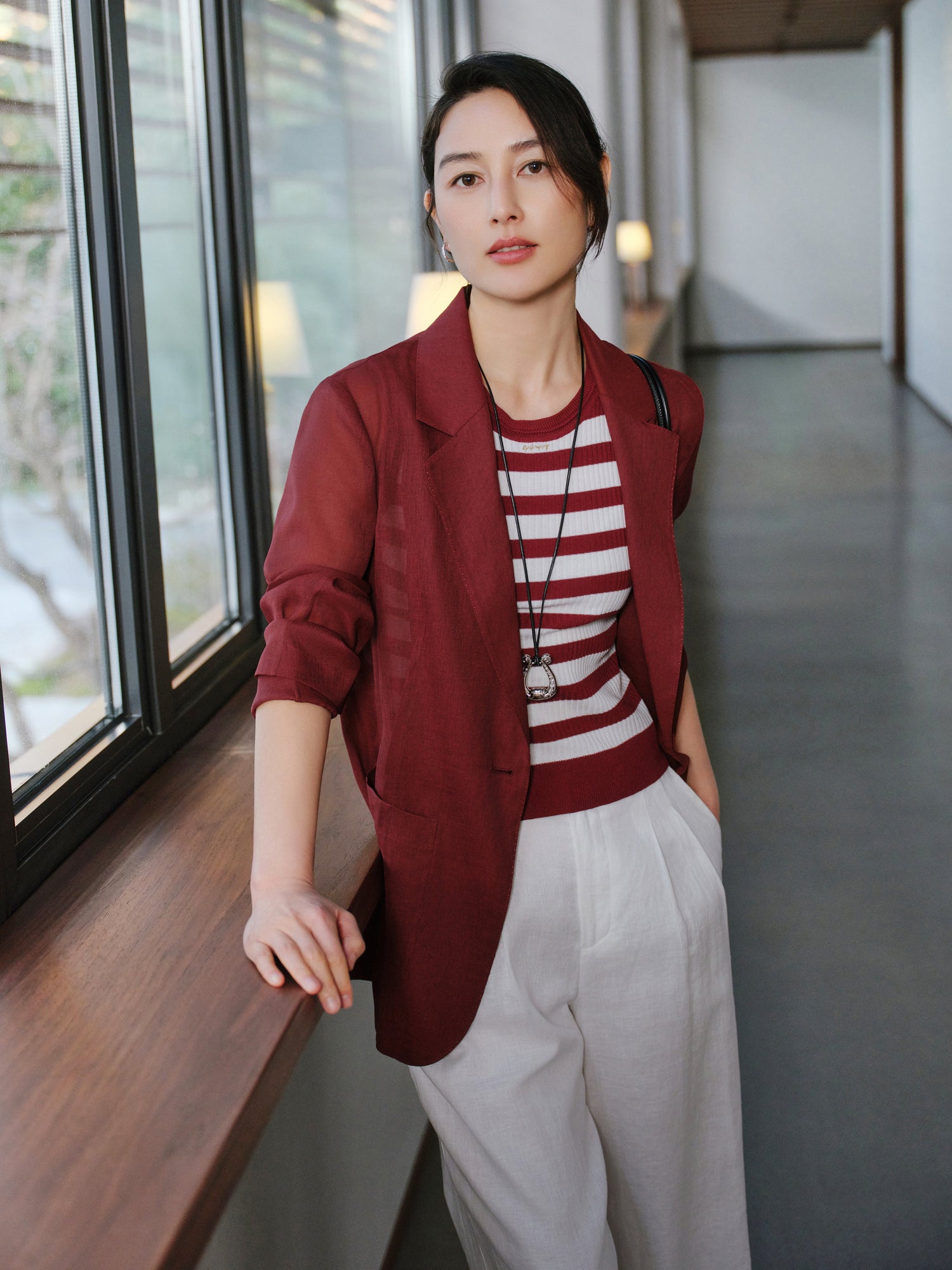 Commuter Lightweight Blazer Coat | Wine Red