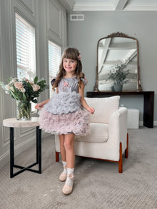 Girl | Mia Grey and Ombré Cupcake Tulle Dress | Gray x Pink