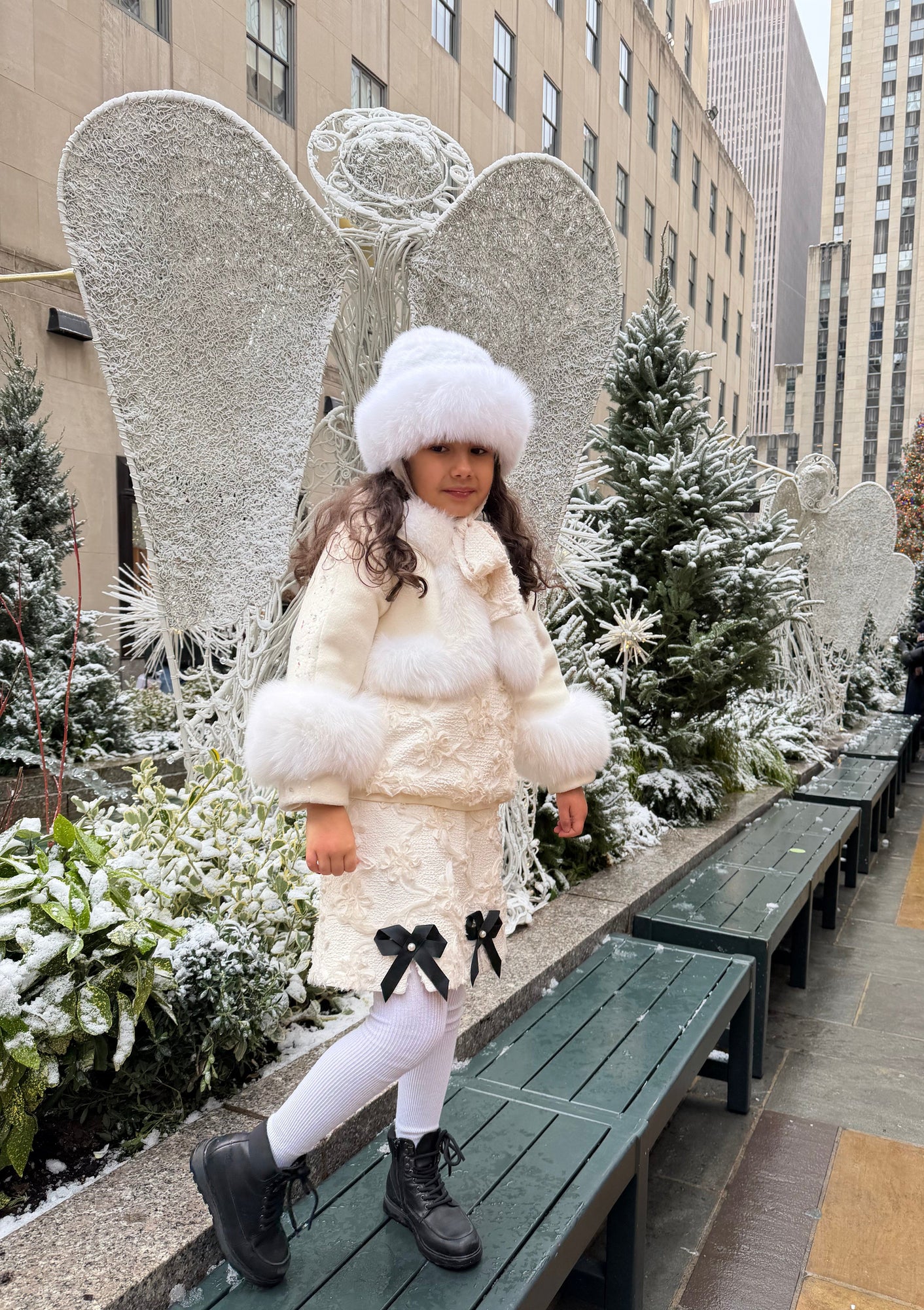 Girl | Ava Kids Fox Fur Hat | Ivory