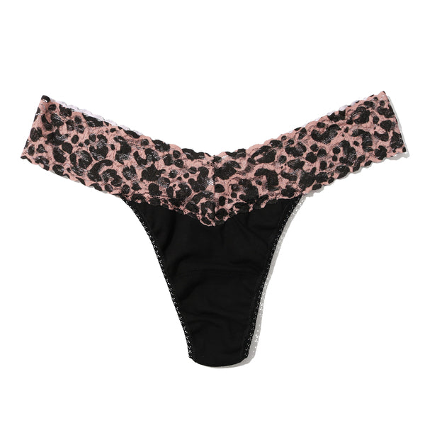 Cotton Low Rise Thong | Black/Walk On The Wild Side