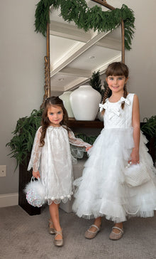 Girl | Sequin Feather Hand Bag | White