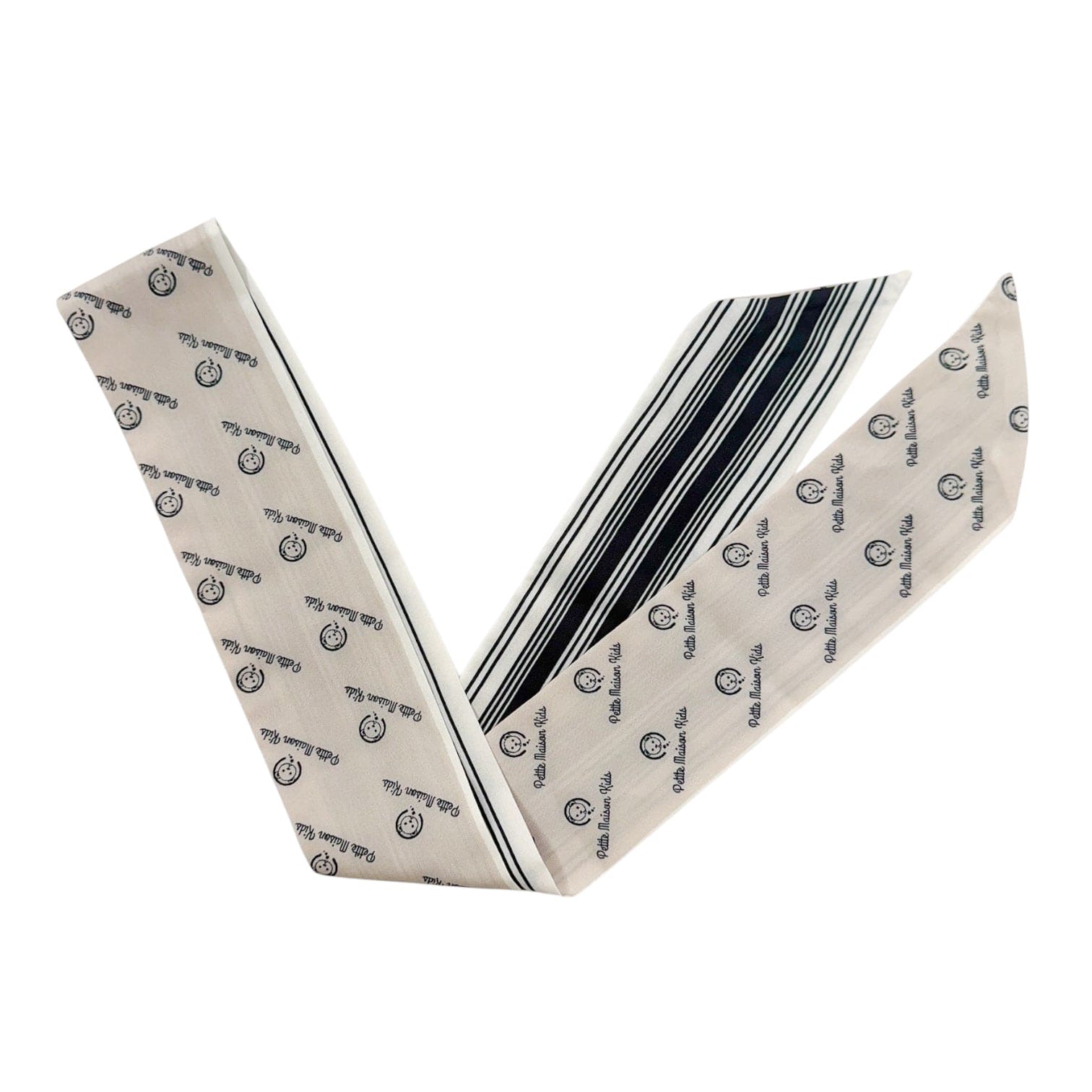 Unisex | and Striped Logo Chiffon Scarf | Black x Beige