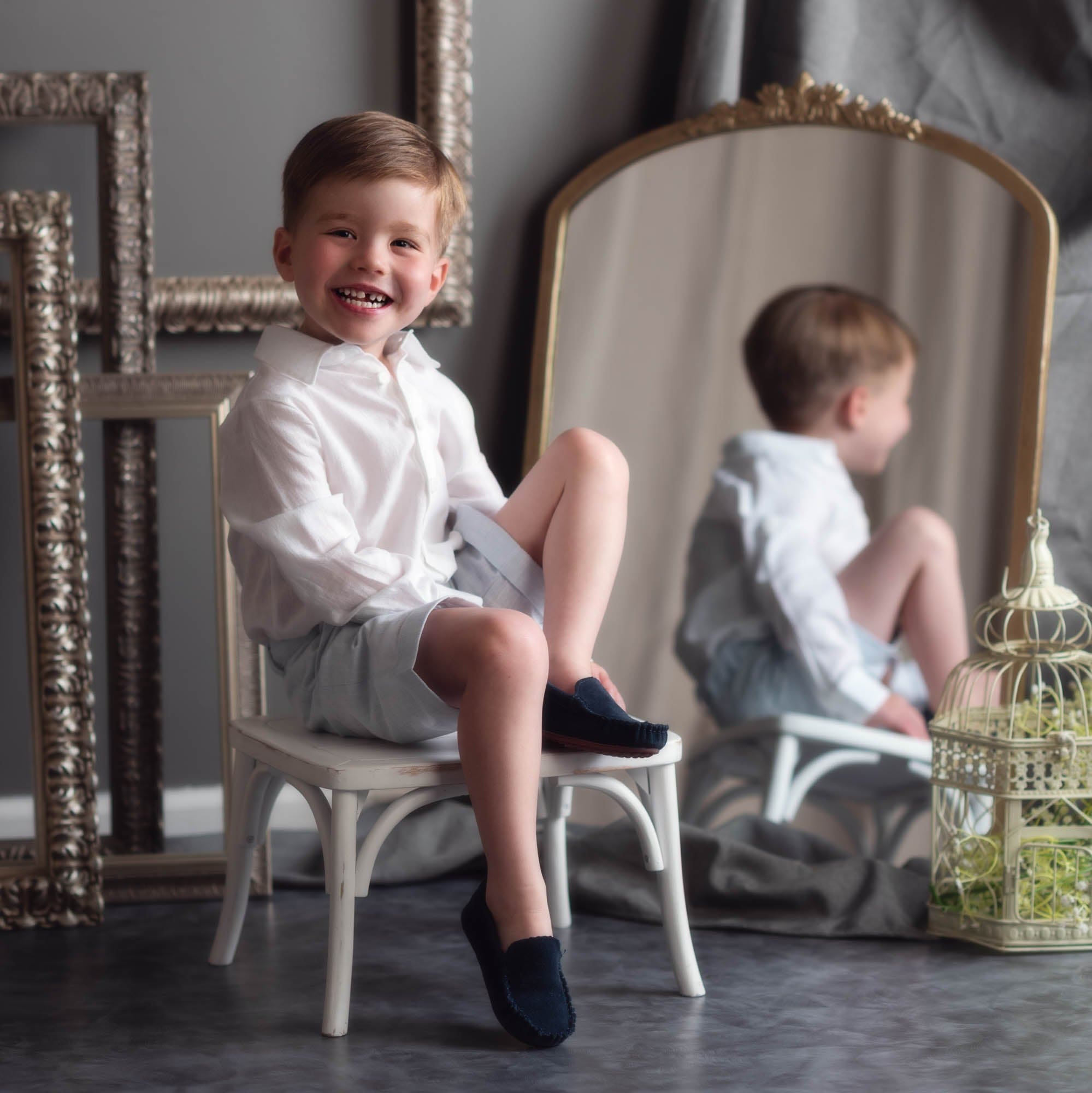 Boy | Charlotte Baby Blue Boys' Button Down Shirt | White