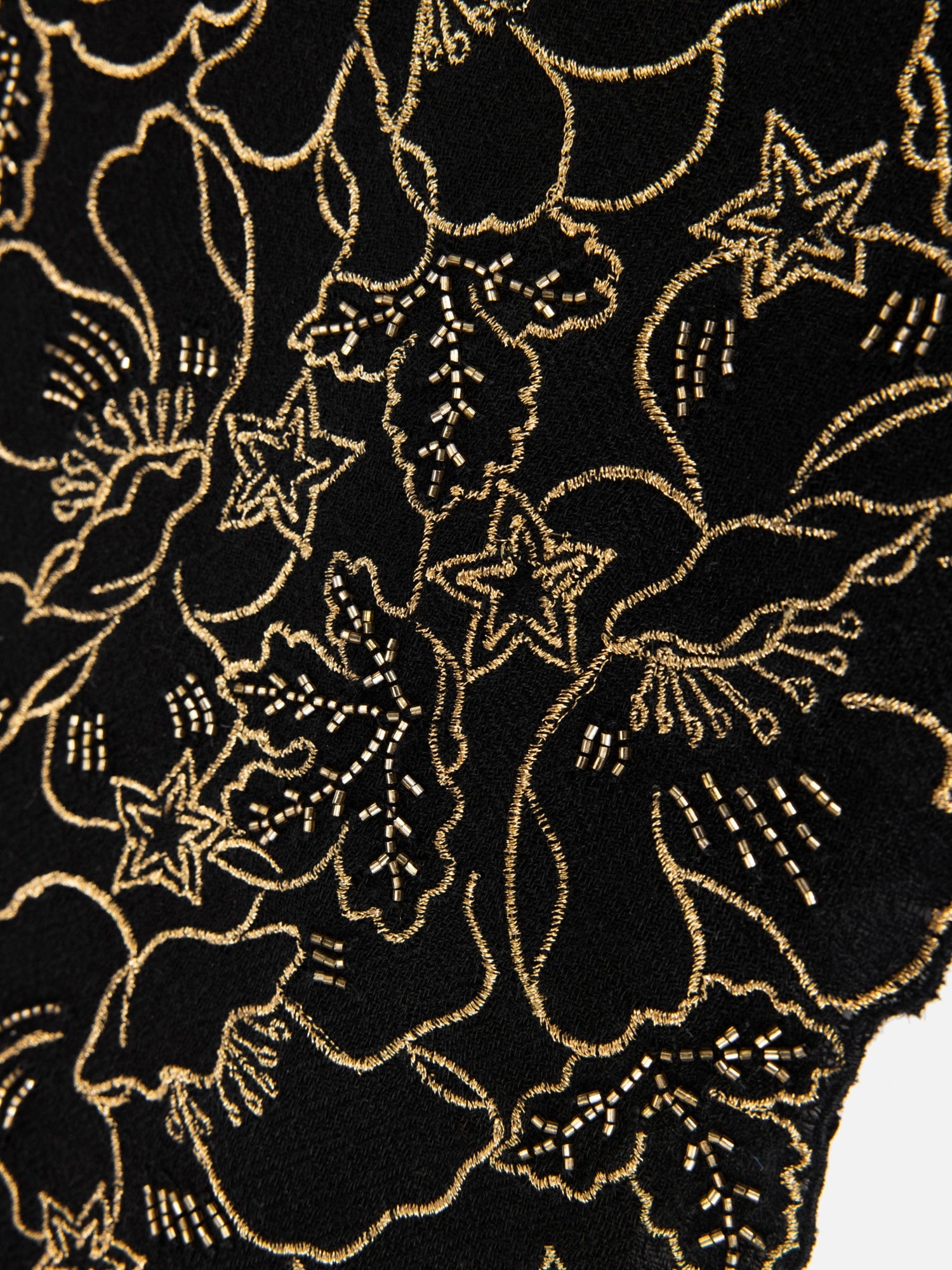 Embroidered Cashmere Scarf | Black