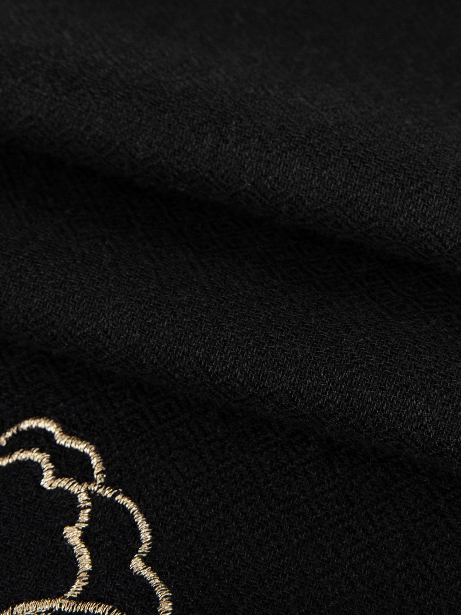 Embroidered Cashmere Scarf | Black
