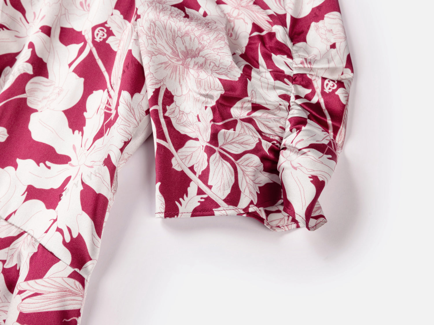 Silk Printed Waist-Cinched Dress | Red