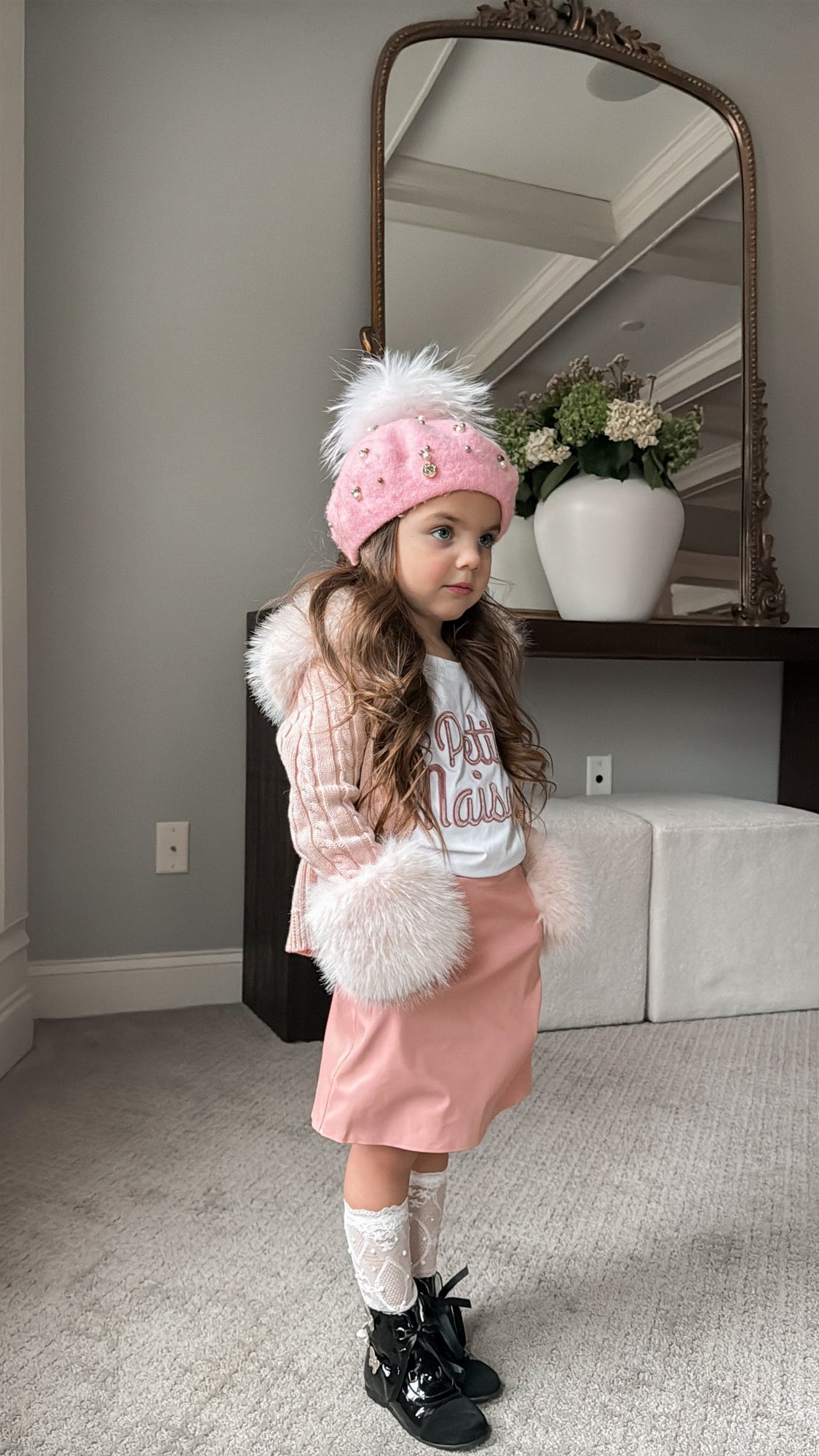 Unisex | Petite Maison Logo Pima Cotton T-Shirt | White x Pink