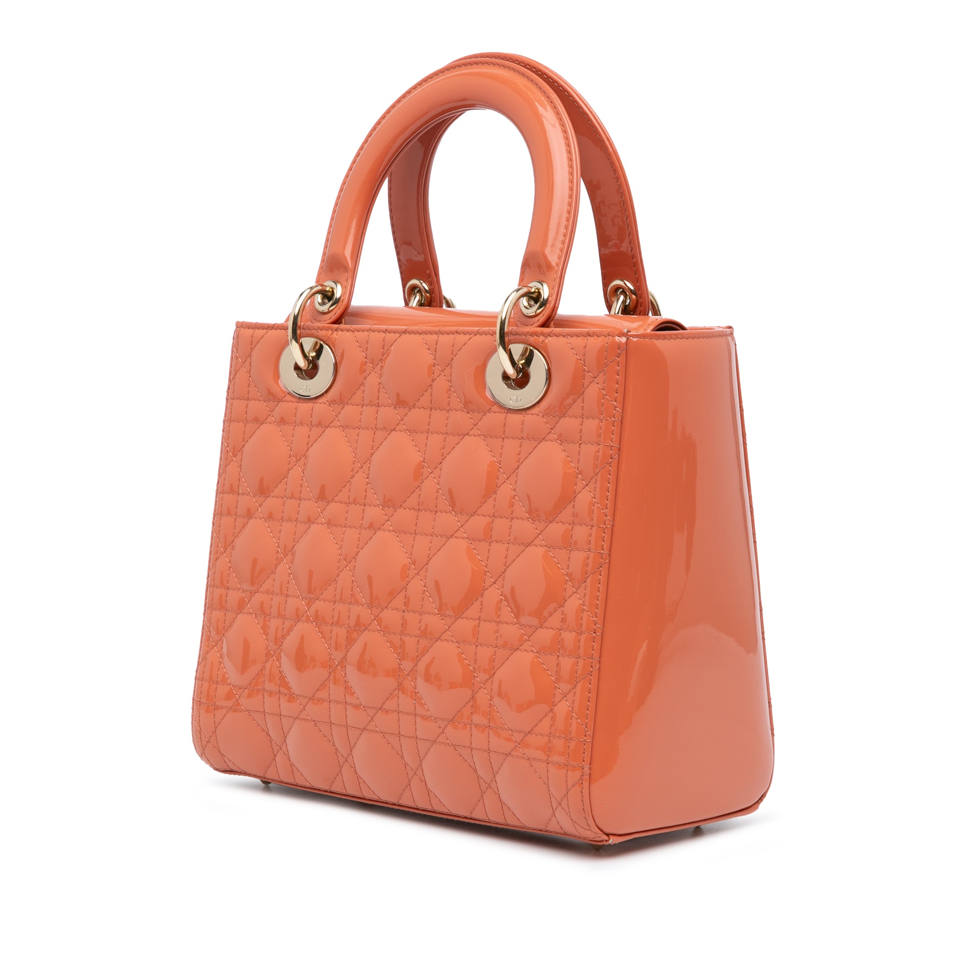 Dior | Pre-Owned Medium Patent Cannage Lady | Orange/Peach