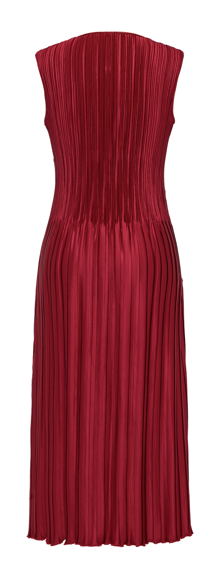 Pleated Waist-Cinched Dress | Red