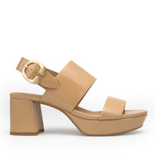 Camera Sandal Platform | Beige Bisque Faux Patent