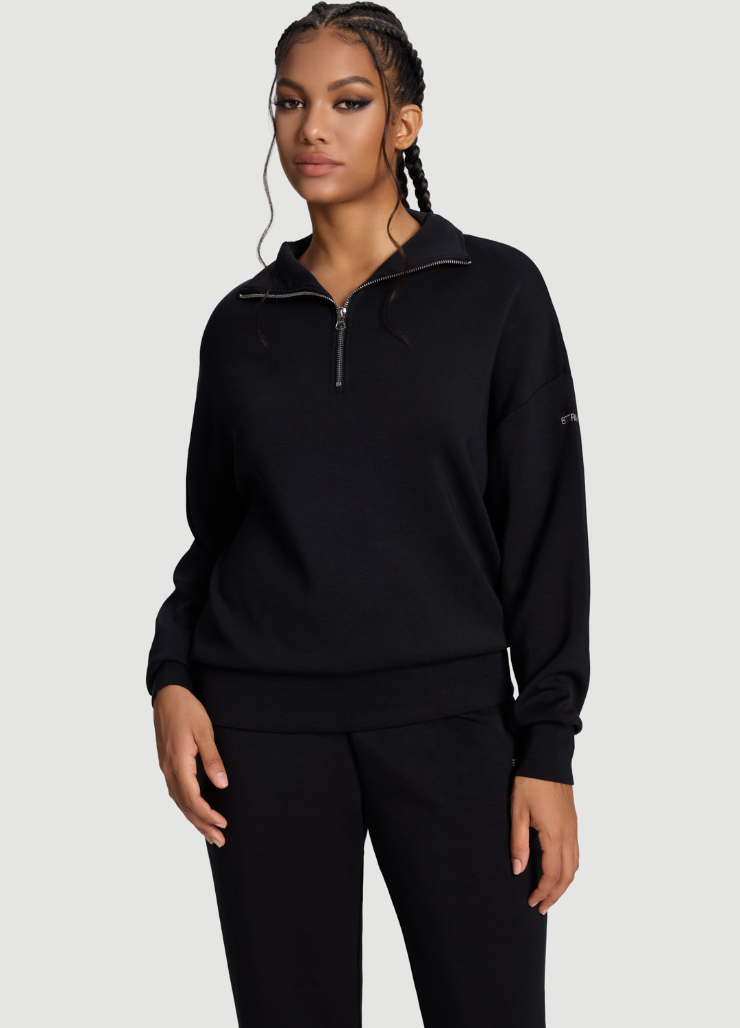 Half-Zip Long Sleeve Sweatshirt | Black