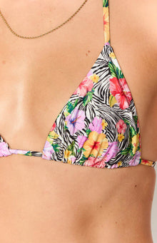 9.0 Swim Oceania Zebra Floral Triangle Bikini Top | White