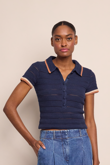Lydia Top | Navy Crochet