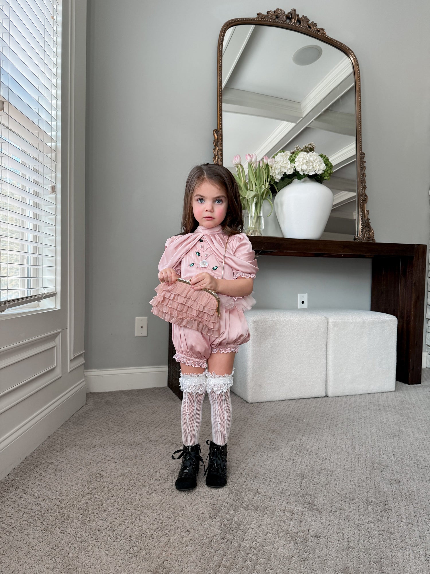 Girl | Satin Ballerina Romper | Pink