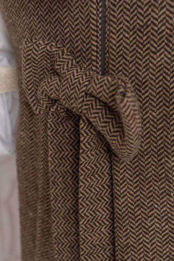Women | Herringbone Tweed Mom Dress | Brown x White