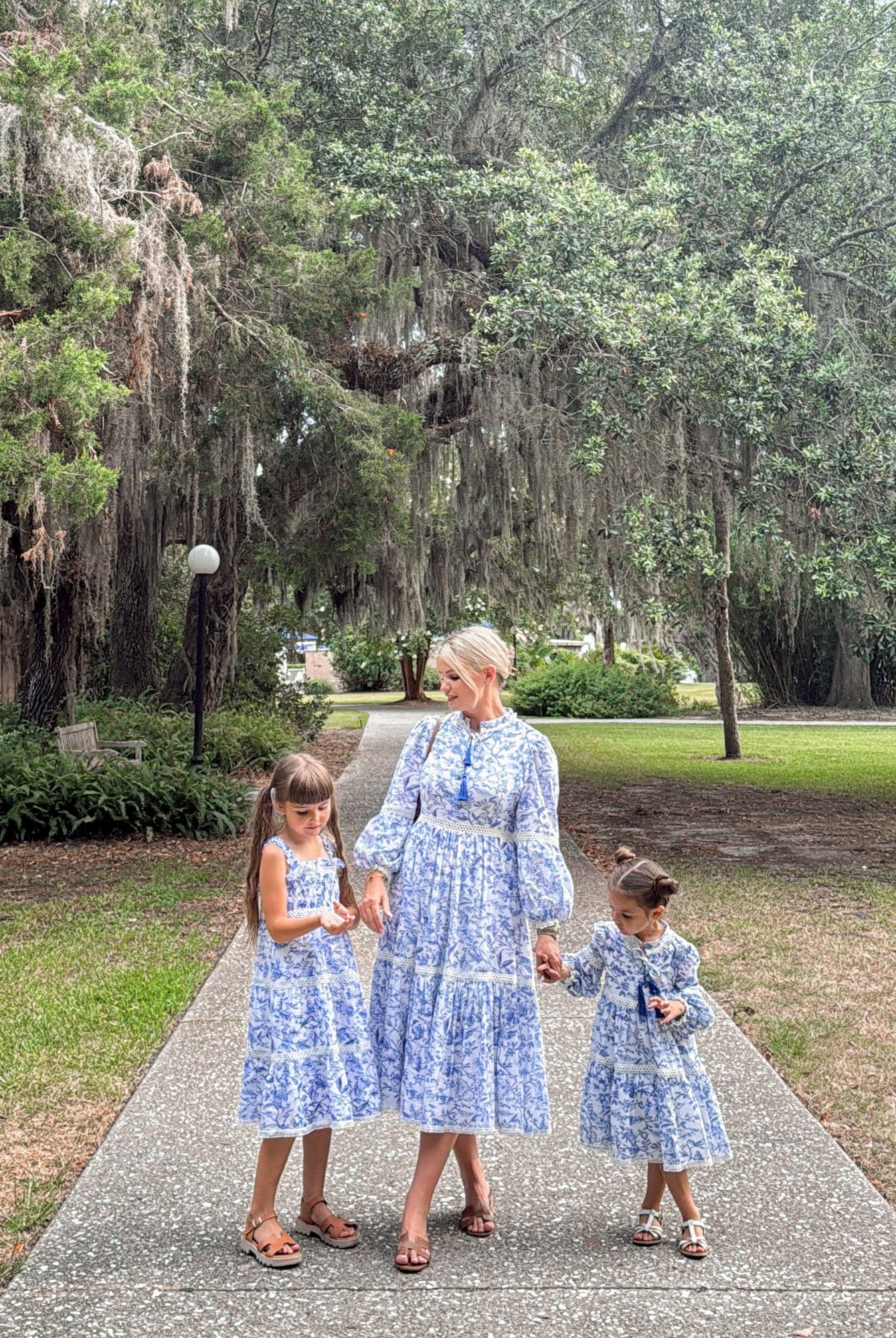 Jaylin Blue and White Linen Mom Dress - Petite Maison Kids