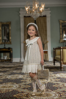 Girl | Iris Tweed Dress | White x Blue