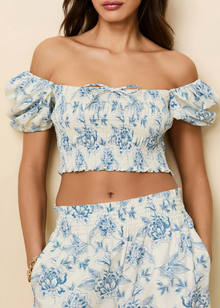 Womens | Corrina Top | French Blue/Brule Toile