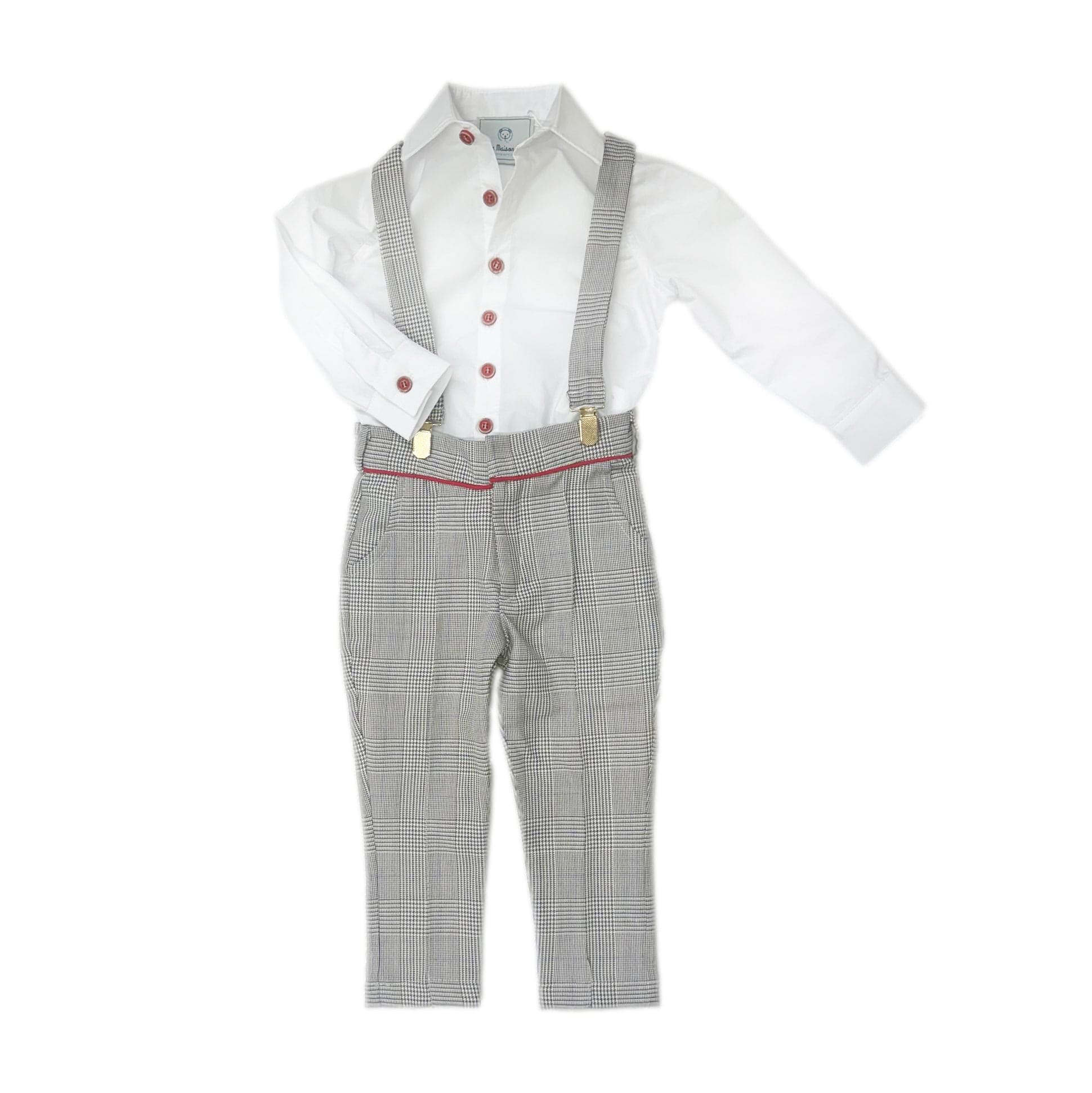 Boy | George Tartan Print Top and Pants Set | White x Black x Gray