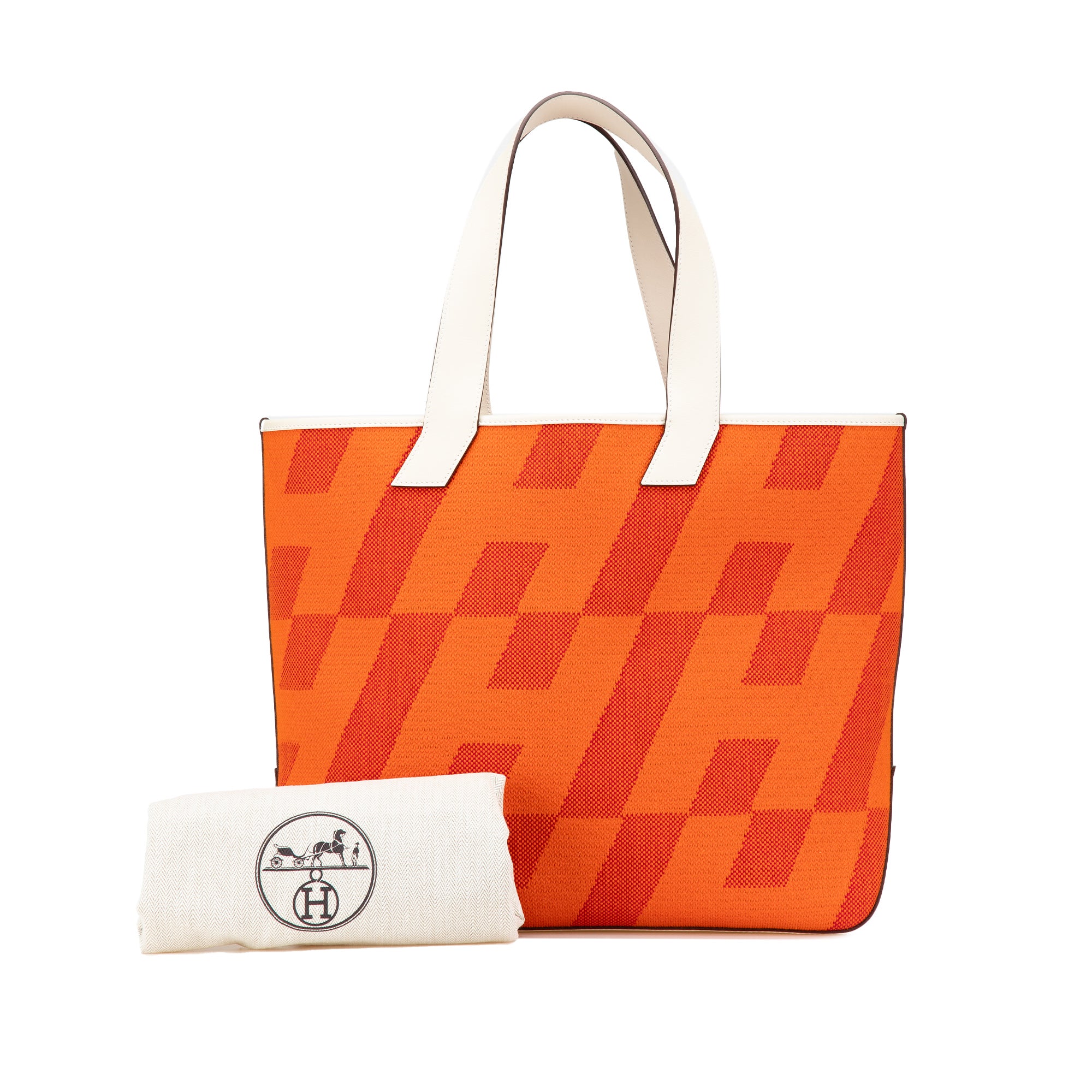 Hermes | Pre-Owned Toile H and Swift Cabas H en Biais 40 | Orange
