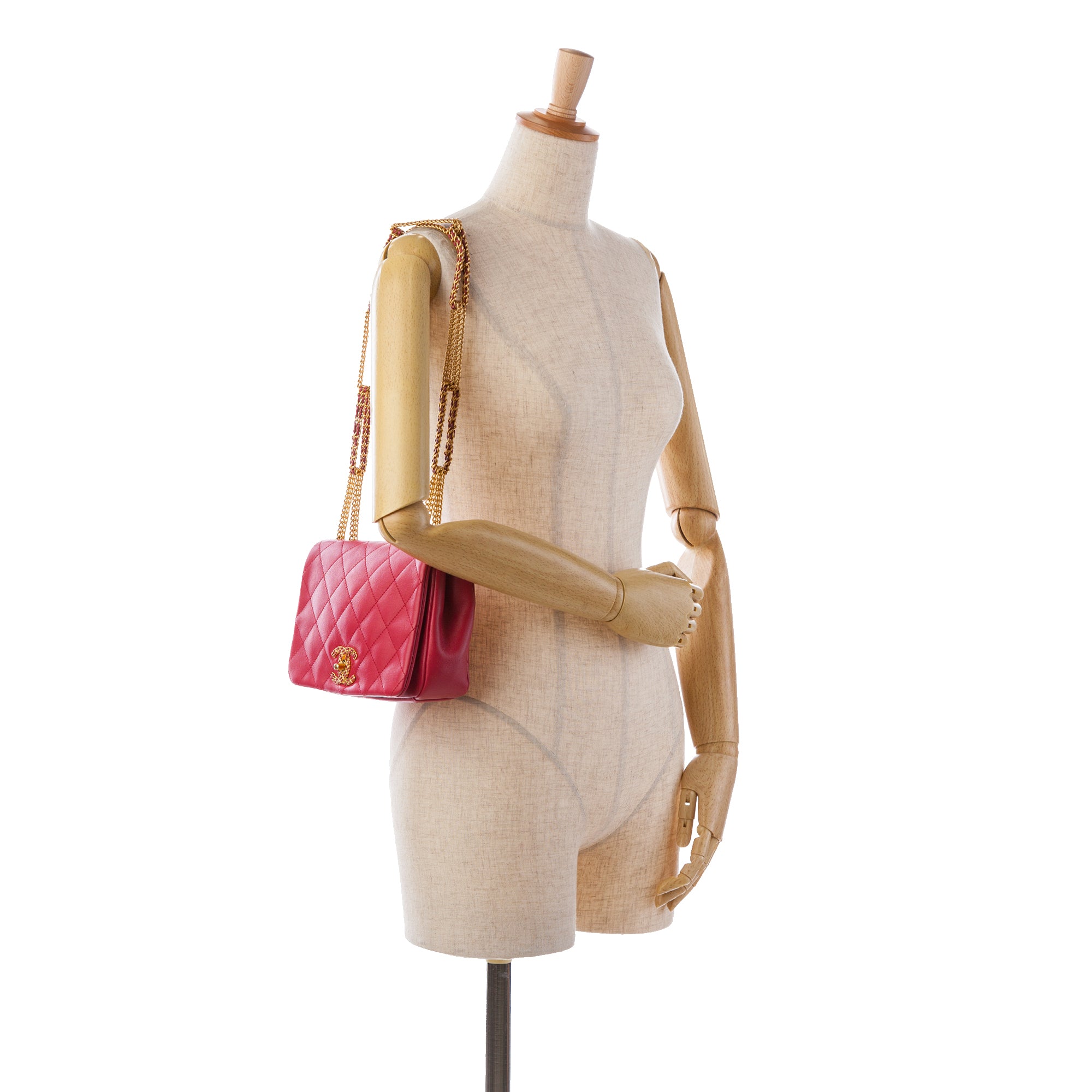 Chanel | Pre-Owned Small Quilted Lambskin On And On Chain Flap - I | Pink/Dark Pink