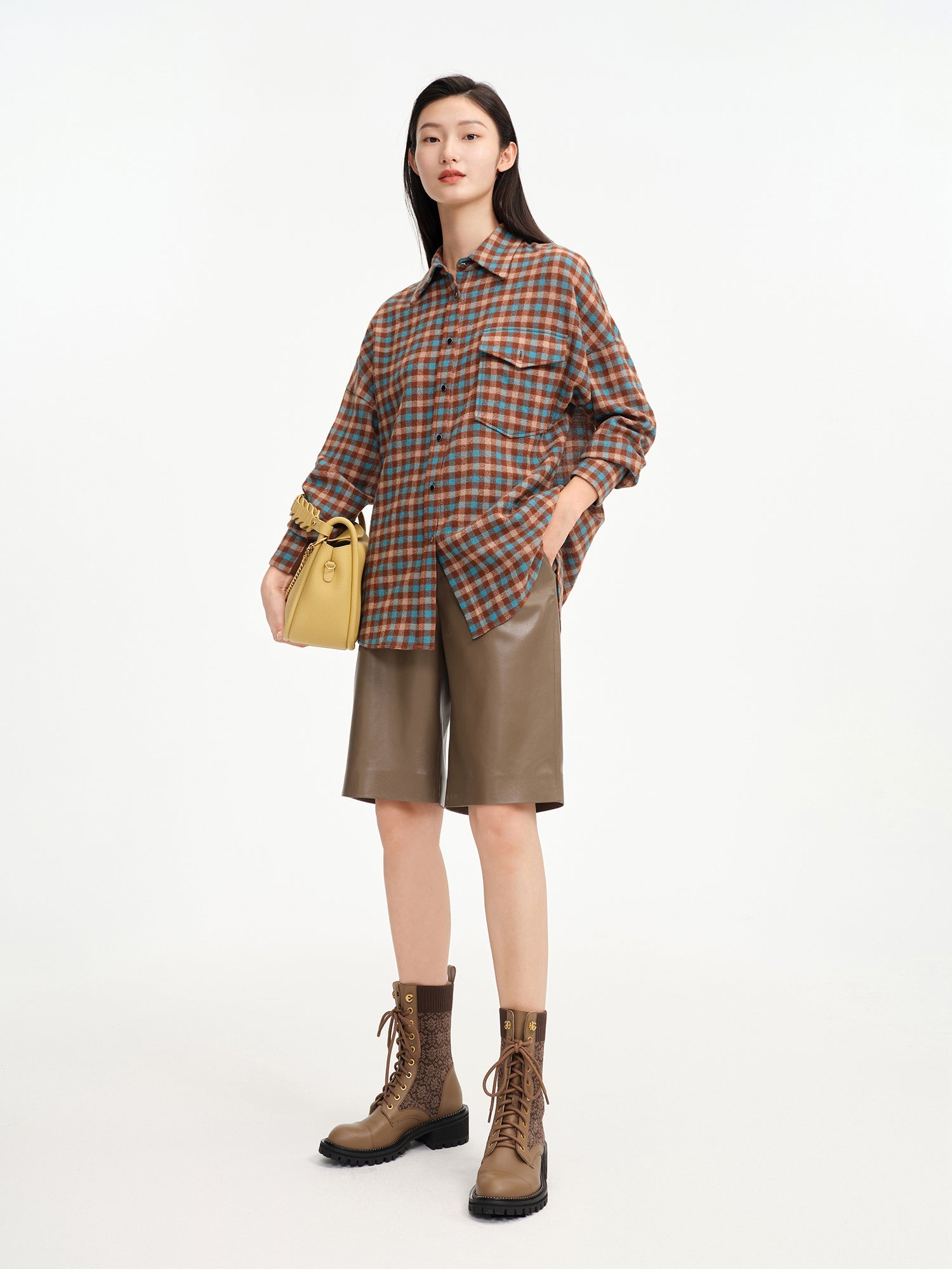 Knit Lace Up Ankle Boots | Brown