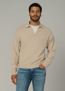 Relaxed Polo Sweater in Simply Taupe with soft fabric and relaxed fit – stylish and comfortable men's cardigan sweaters