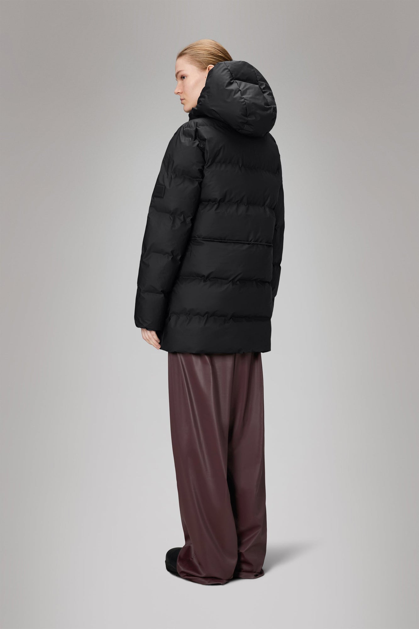 Rains Alta Long Puffer String W Jacket Black Jacket