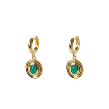 The Green Agate Oval Drop Earring | 18K Yellow Gold-Plated