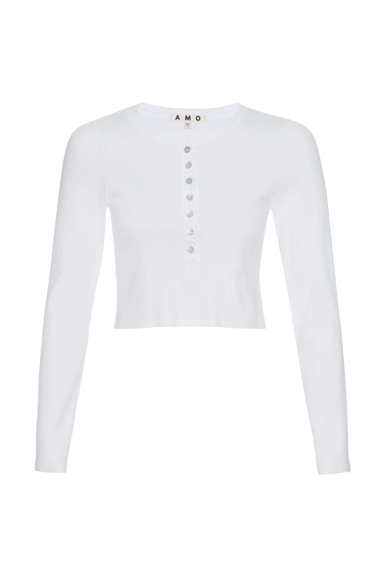 AMO Denim | Sassy Rib Henley in White