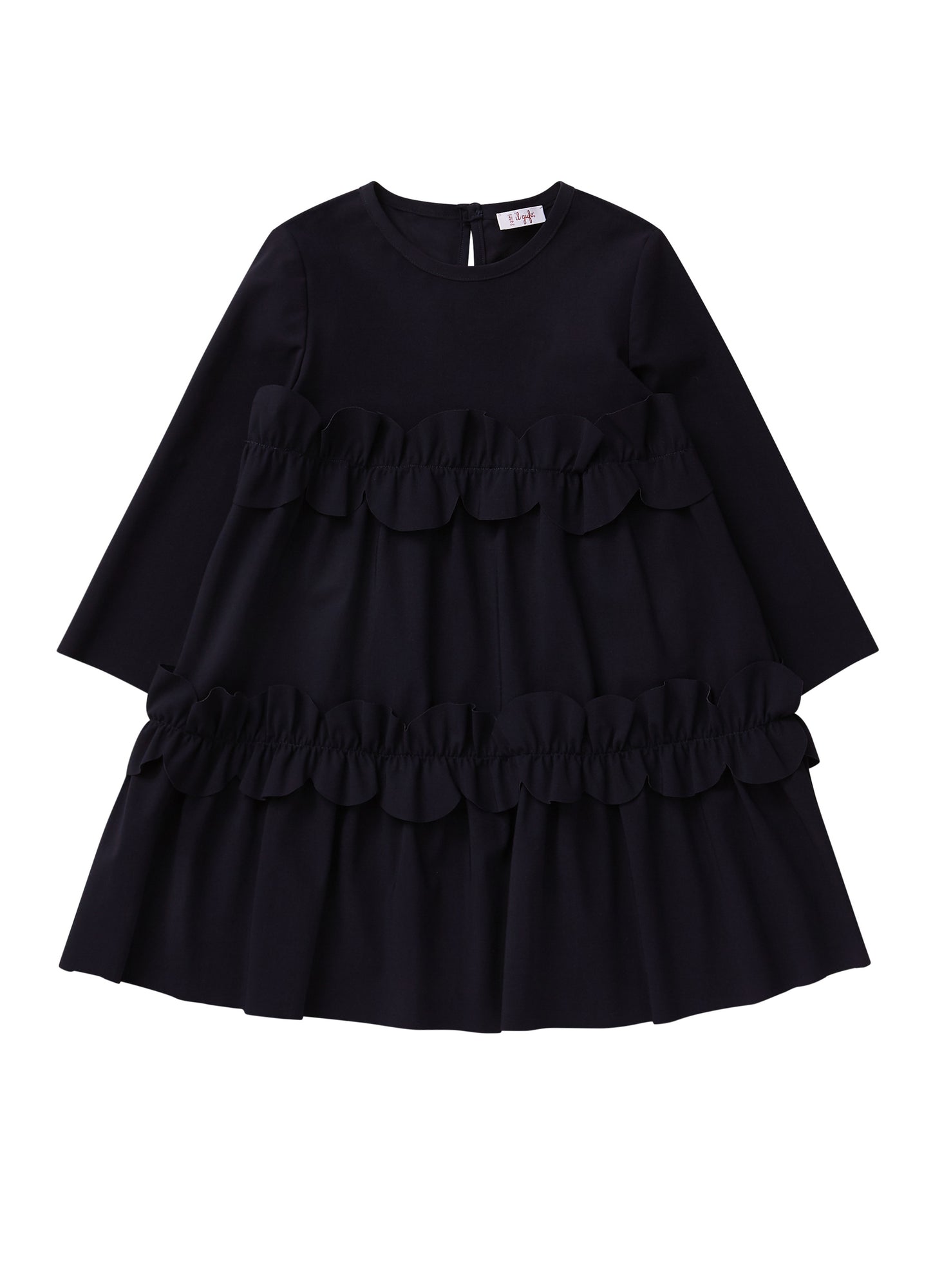 Sensitive Fabrics Dress with Flounce Appliques | Blue