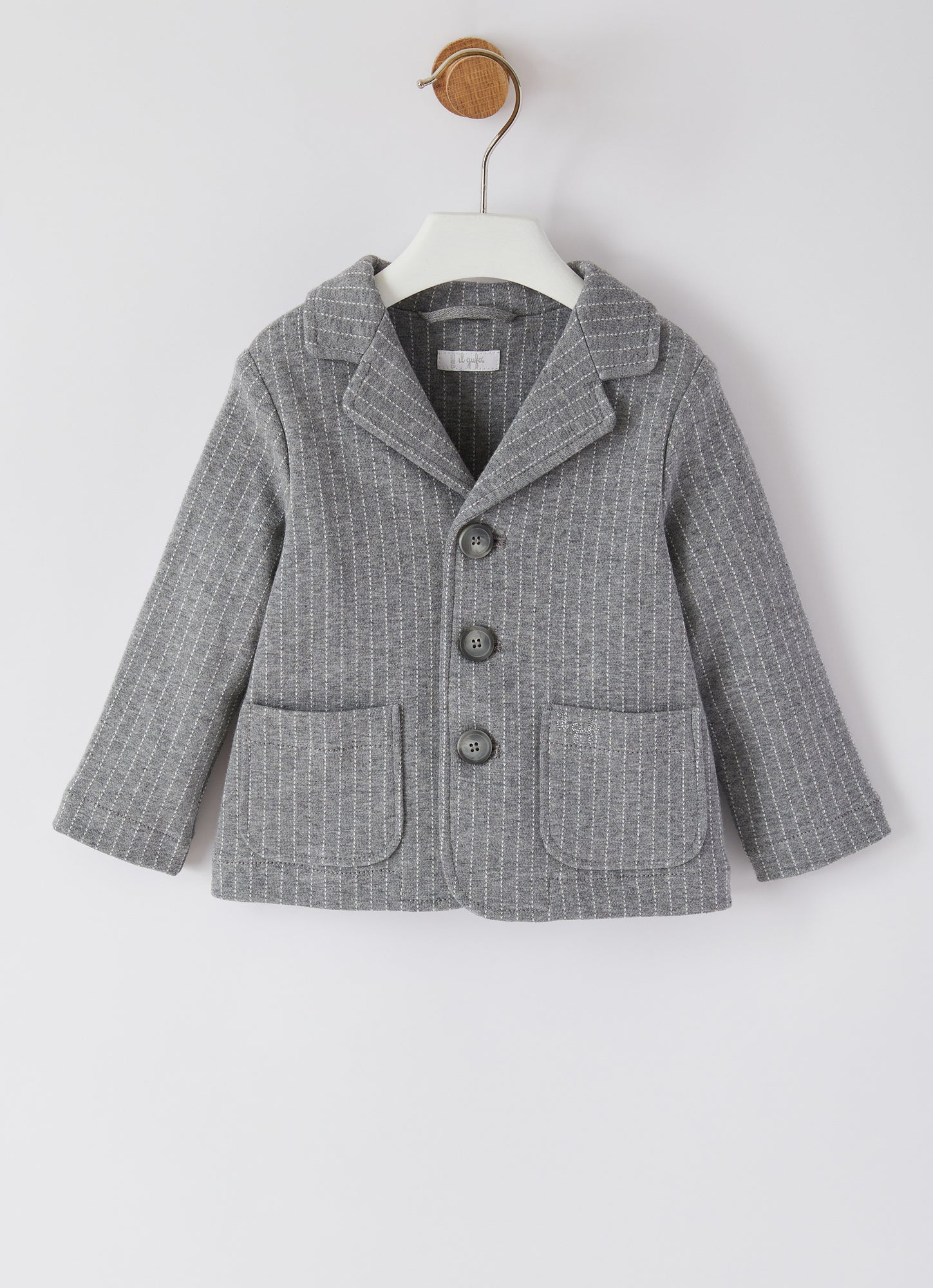 Pinstripe Jersey Blazer | Iron Grey