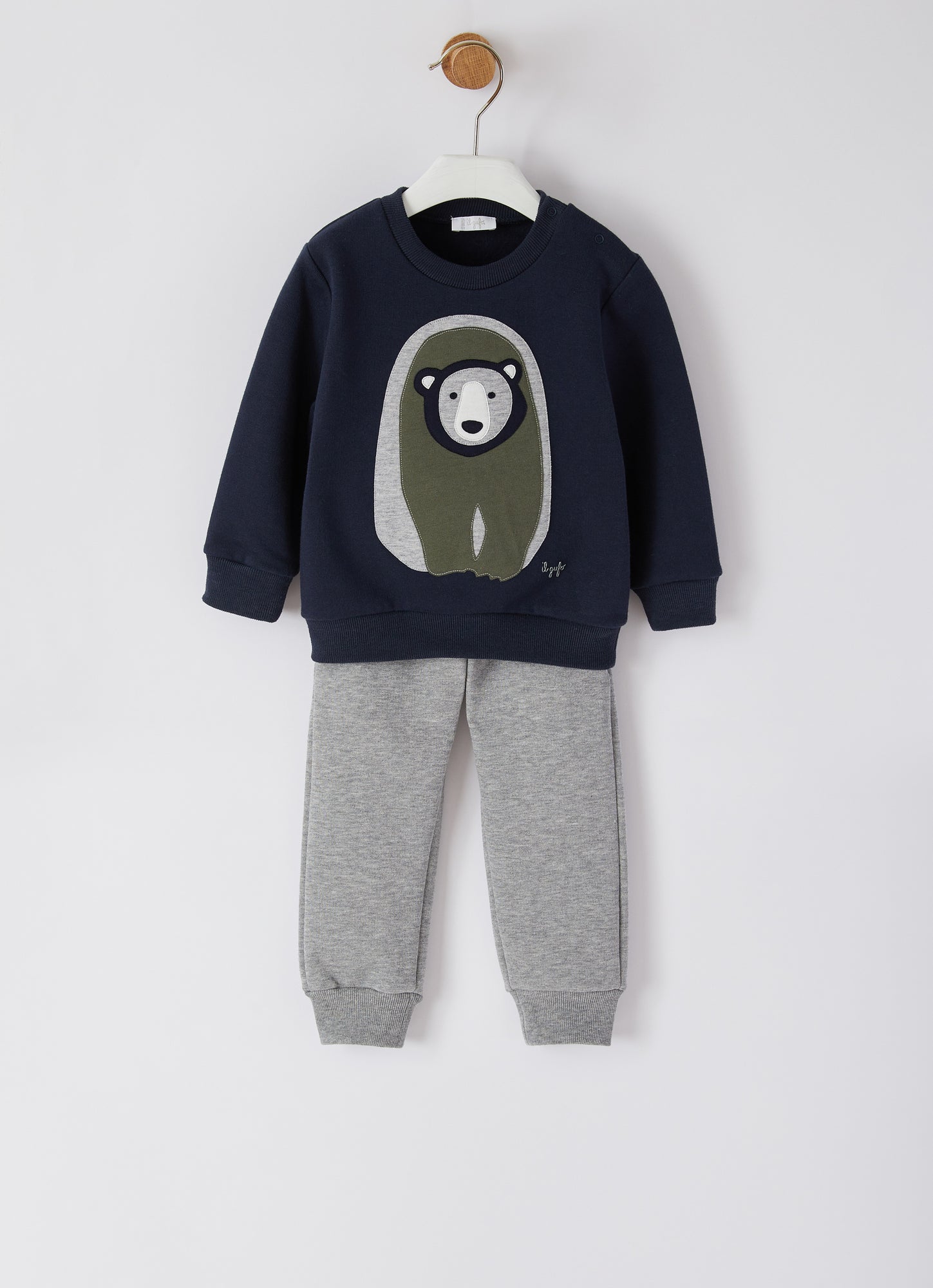 Two-Piece Suit with Geometric Bear | Blue/Grey
