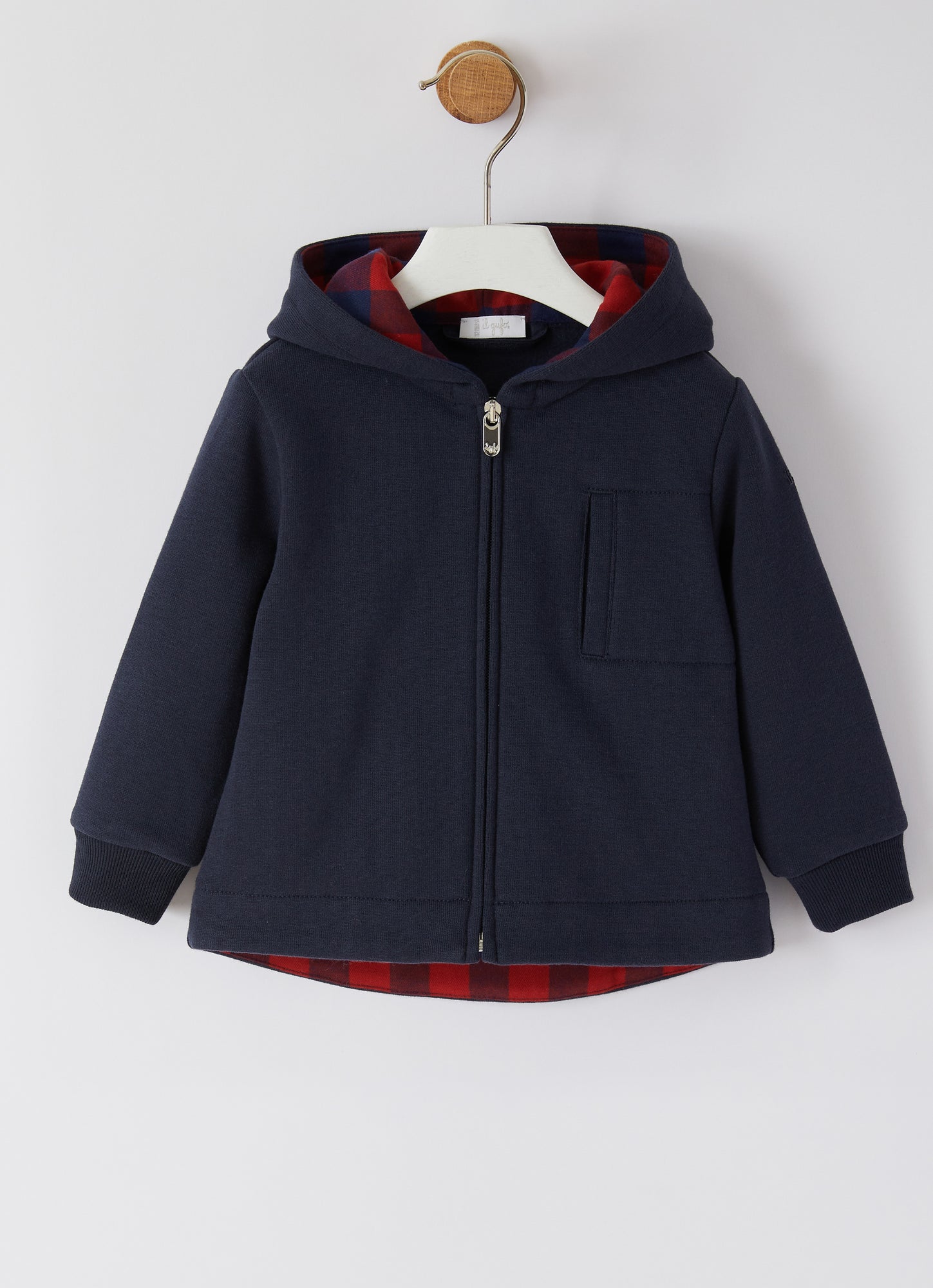 Sweatshirt with Check Detail | Blu Scuro/Verde/Blue