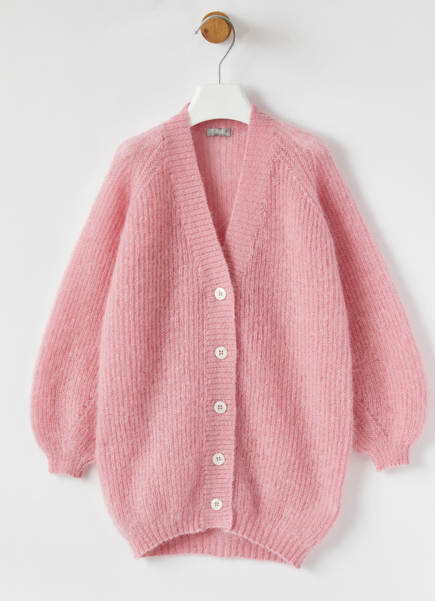 Mohair Long Cardigan | Pink