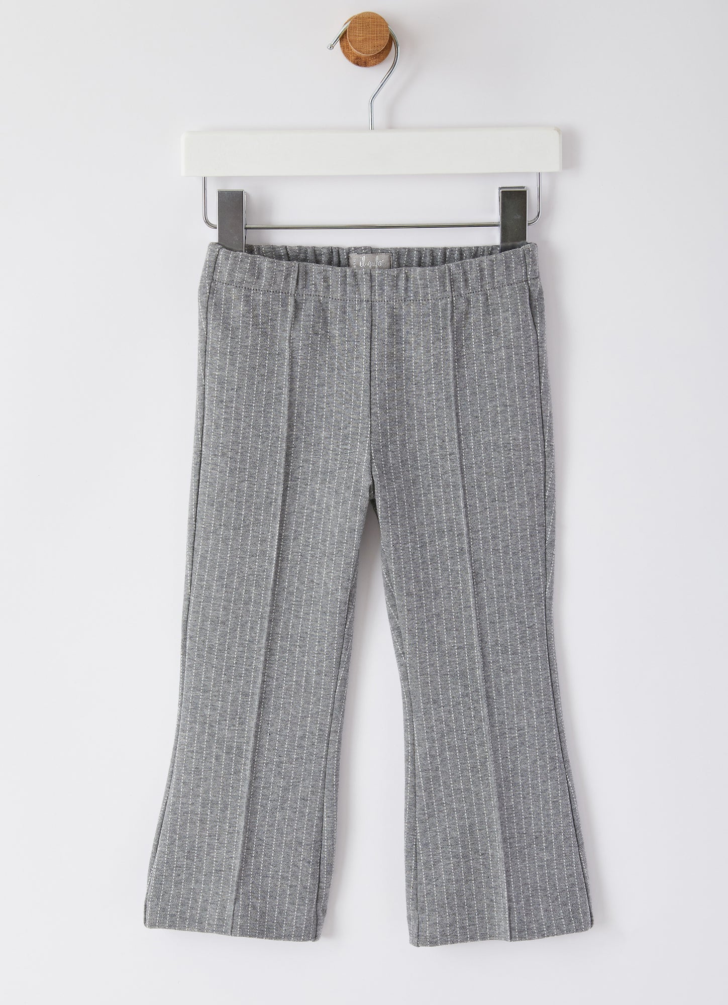 Pinstripe Cropped Flare Trousers | Iron Grey