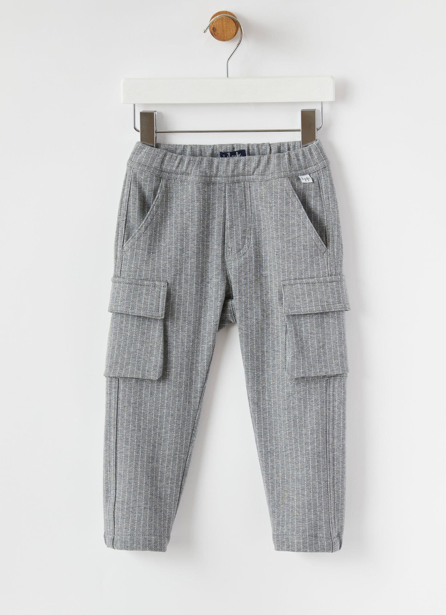 Pinstripe Jersey Cargo Trousers | Iron Grey