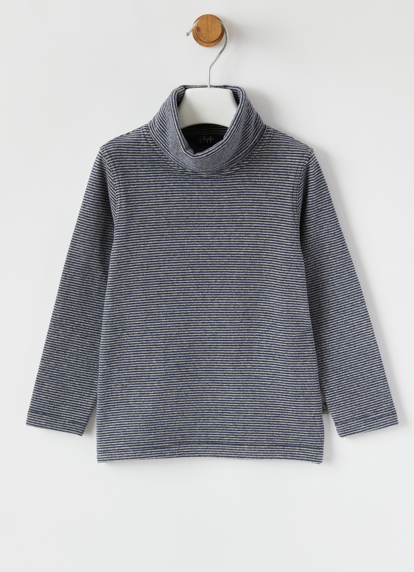 Striped Jersey Turtleneck T-Shirt | Blue Denim